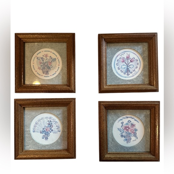 Vtg Set of 4 Country Grandma Core Floral Prints Professionally Wood Framed USA - Picture 1 of 8